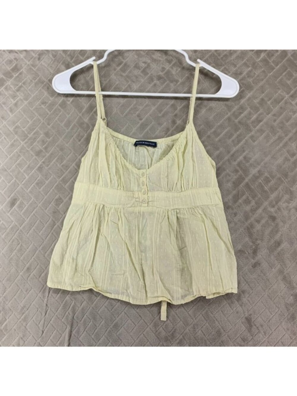 Brandy Melville Peplum Tank Top Womens S Butter Yellow Spaghetti Strap Belt